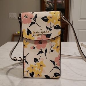 Kate Spade ♠️ Floral Crossbody Phone Bag - Cream, Pink, and Yellow